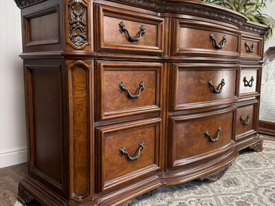 American Drew Burlwood Serpentine Dresser
