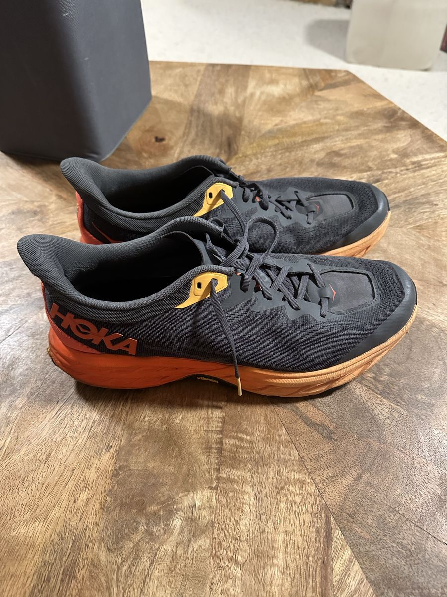 Hoka One One Speedgoat Trail Running Shoes Black Orange Men's Size 14