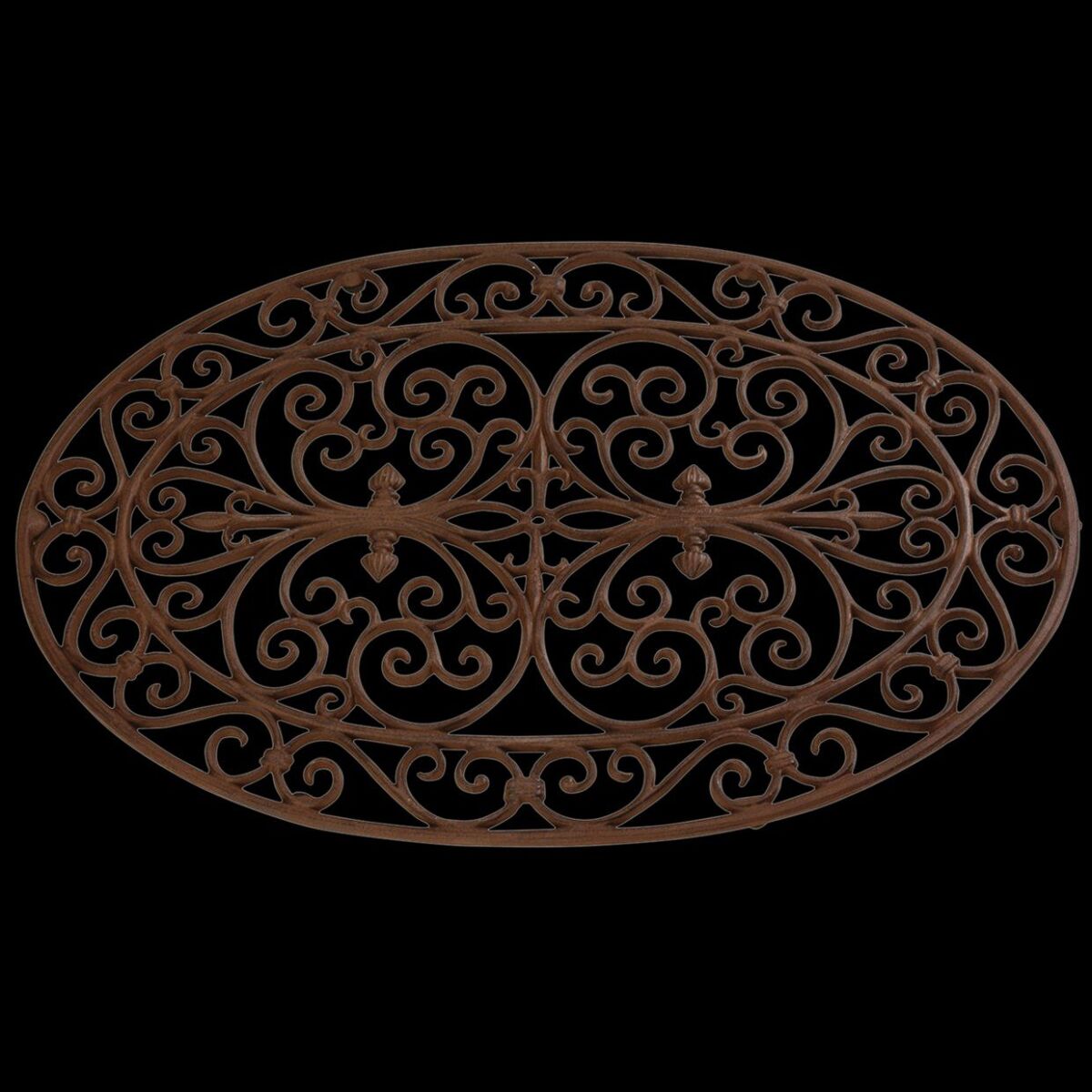 Oval Doormat, Cast Iron, Antique Brown