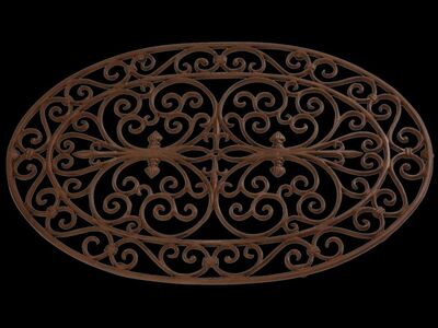 Oval Doormat, Cast Iron, Antique Brown