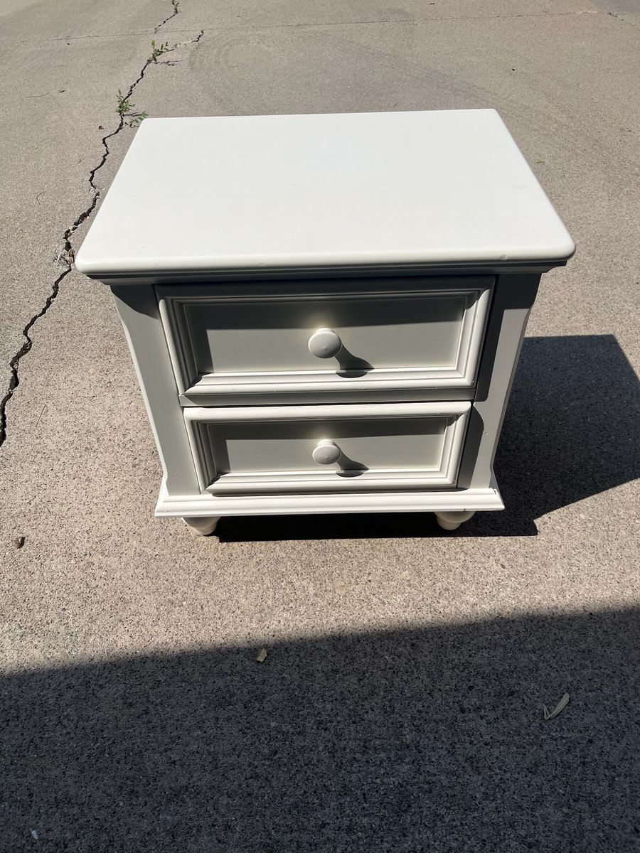 Two-Drawer Nightstand - White Compact Bedroom Side Table