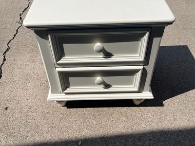 Two-Drawer Nightstand - White Compact Bedroom Side Table