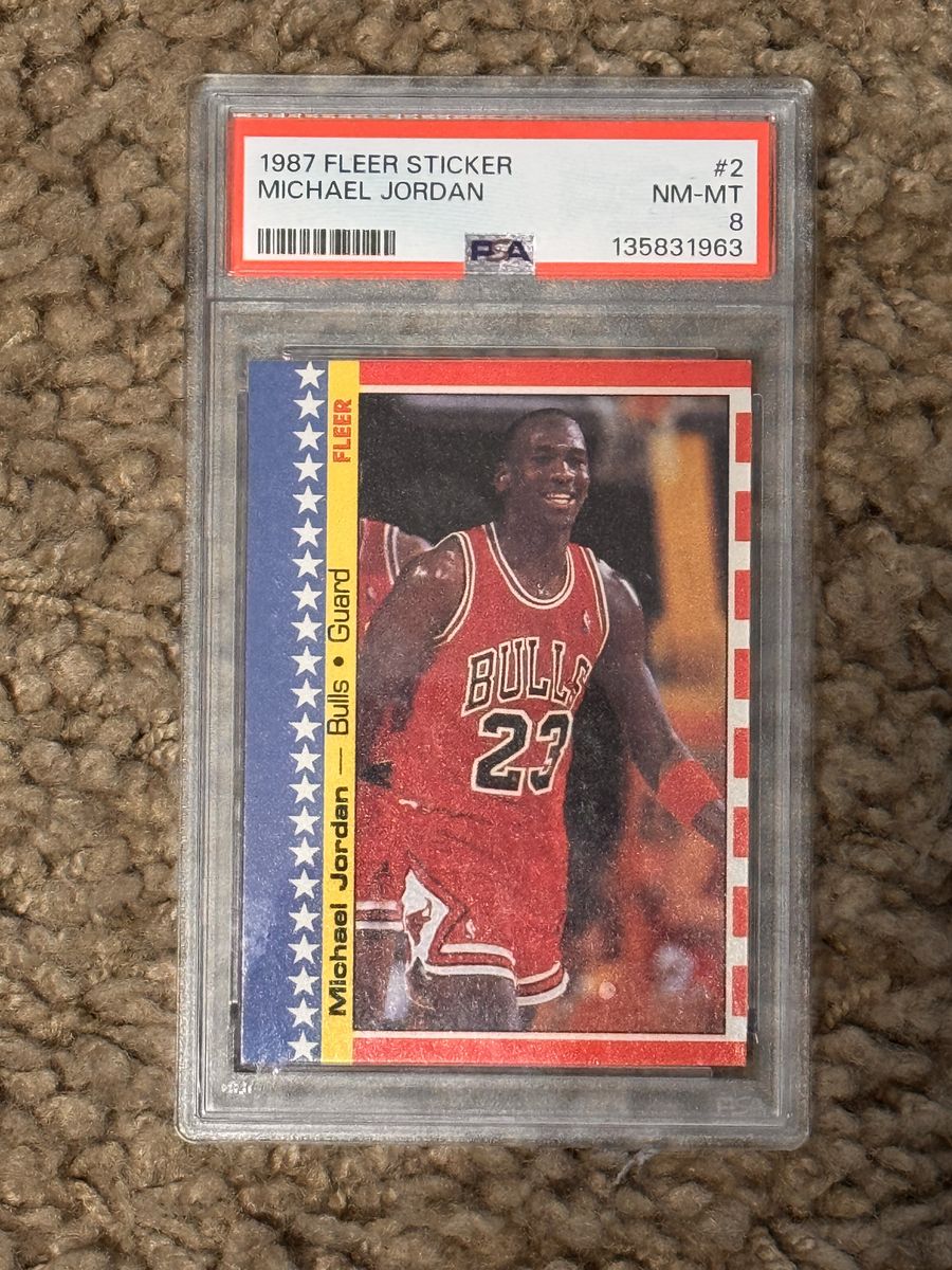 1987 Fleer Michael Jordan Sticker #2 PSA 8