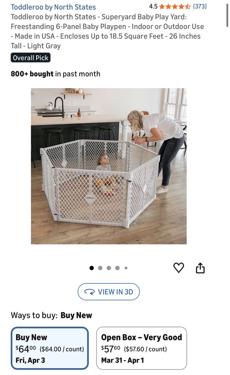 Used Toddleroo X-Lg 12 Panel Baby Playpen