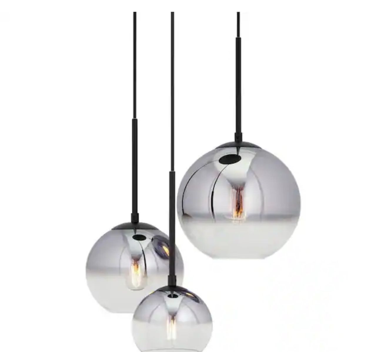 Callisto 3-Light Black Ombre Glass Chandelier with