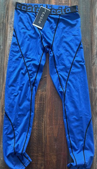 Tesla Men's Baselayer Performance Long Underwear, Black/Blue, XL
