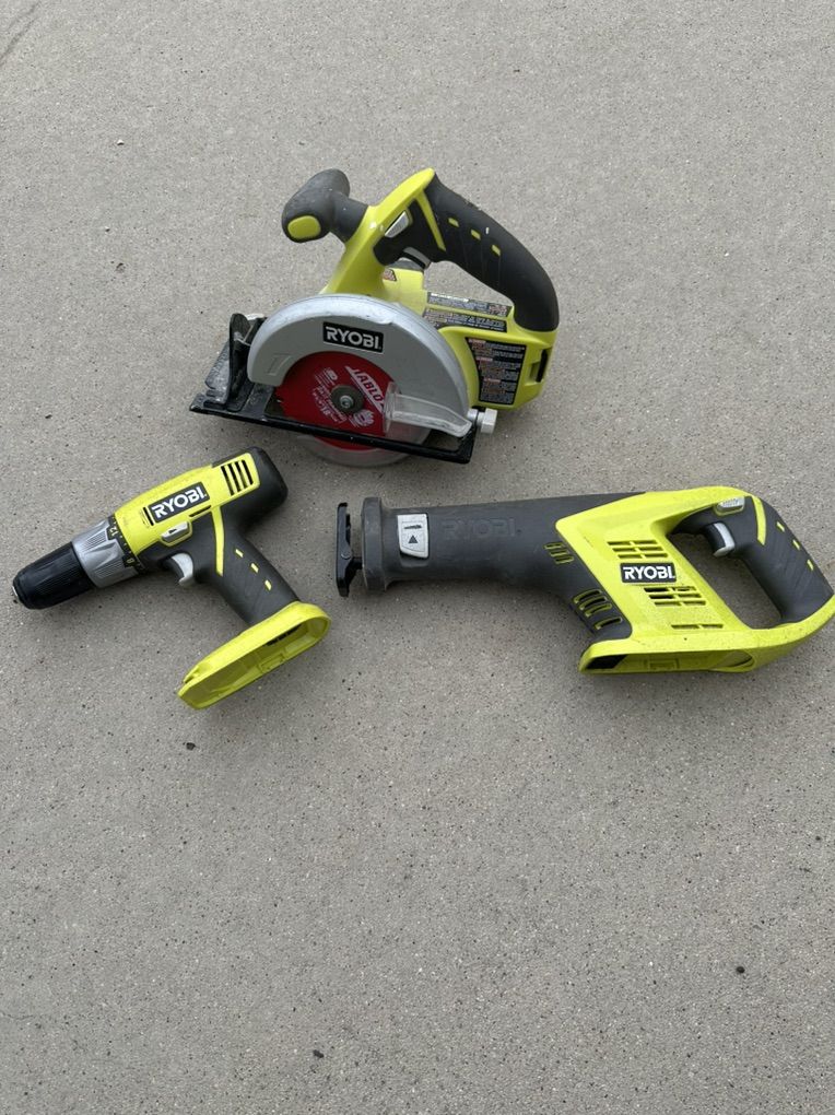 Ryobi Skill Saw, Reciprocating Saw, and Drill