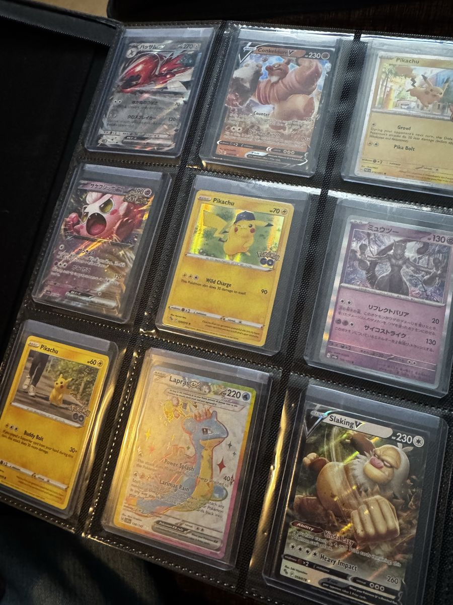 Assorted Pokemon Trading Cards Lot in Binder - Pikachu, Gengar, Charizard & More