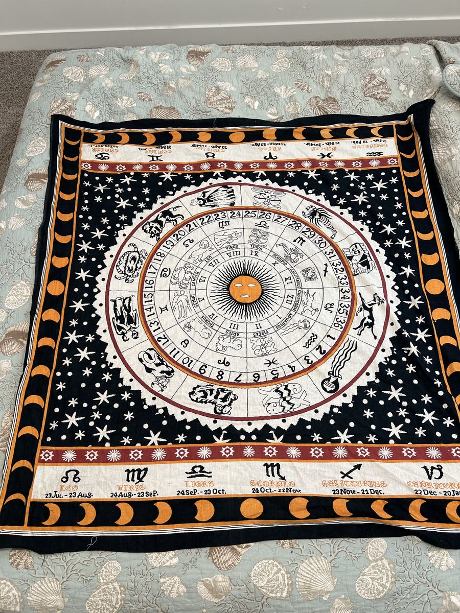Astrology Tapestry Wall Hanging Zodiac Chart Moon Phases Print