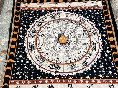 Astrology Tapestry Wall Hanging Zodiac Chart Moon Phases Print