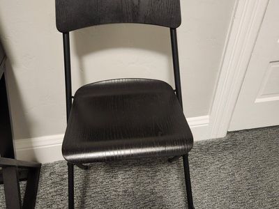 Black Woodgrain Folding Bar Stool/Chair - Space-Saving Design, Counter Height