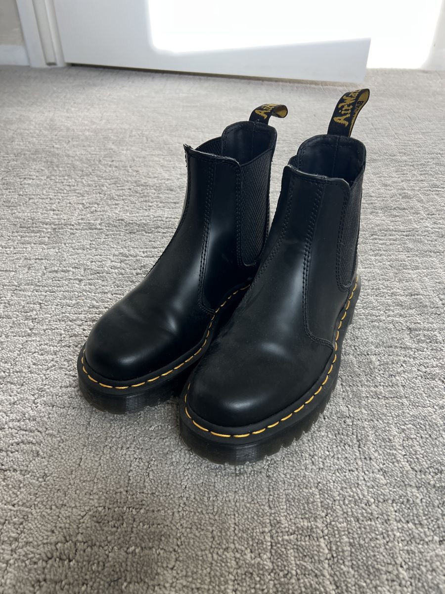 Dr. Martens 2976 Smooth Leather Platform Chelsea Boots - Black, US Women's Size 6