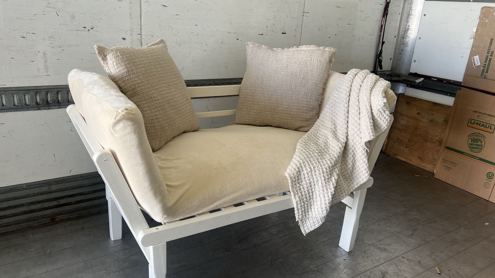 2 In 1 Bench/bed The Fabric Has Some Spots On It