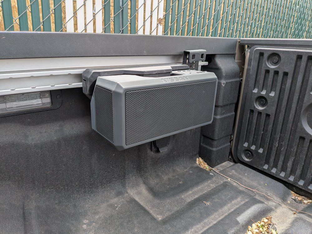 Nissan Tailgate Audio By KICKER - utilitrack mounted Bluetooth Sound System