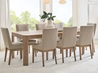 NEW 9pc Dining Room Collection Northridge Home Anna Maria Dining Set - Natural Oak Finish