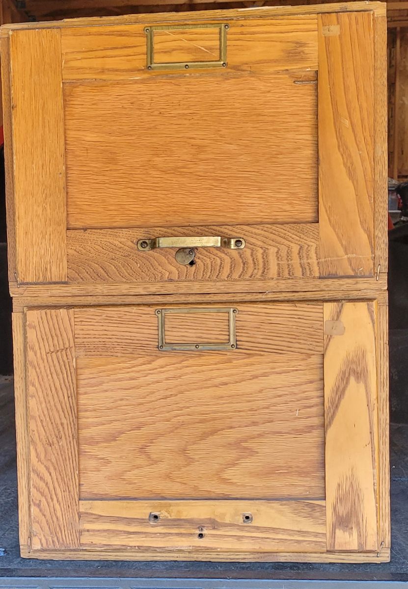 Lot of 2: Vintage Oak File Boxes