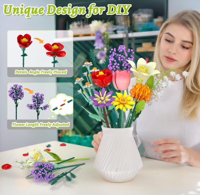 New in box Flowers Bouquet Building Blocks Toy Set