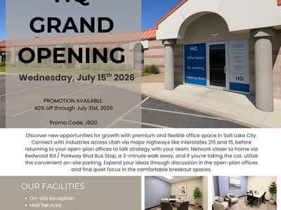 Private Office Space Rental GRAND OPENING! - HQ on West Alexander St., SLC