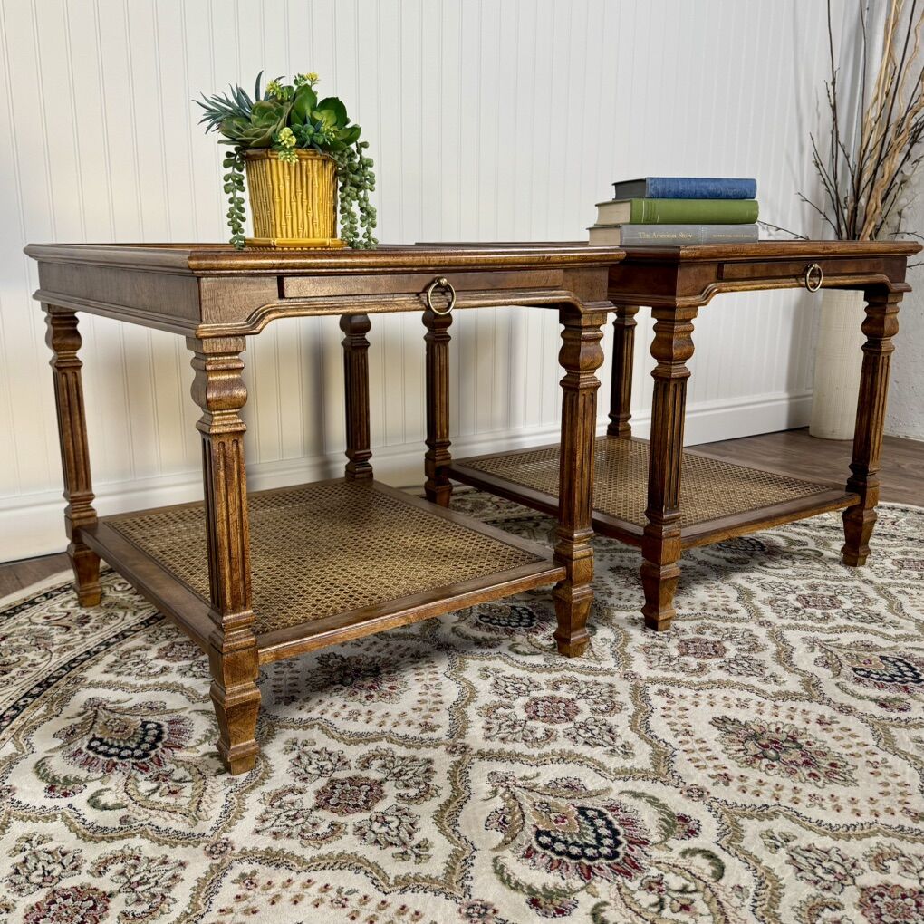 Pair Mid-Century Walnut Drexel End Tables