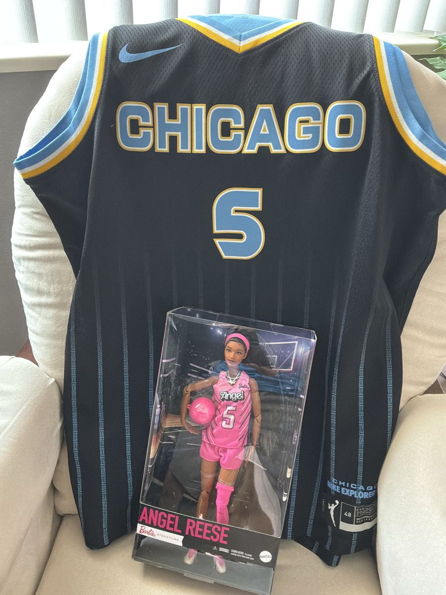 Nike Chicago Sky Angel Reese #5 WNBA Jersey Size 48 & Barbie Signature Doll Set