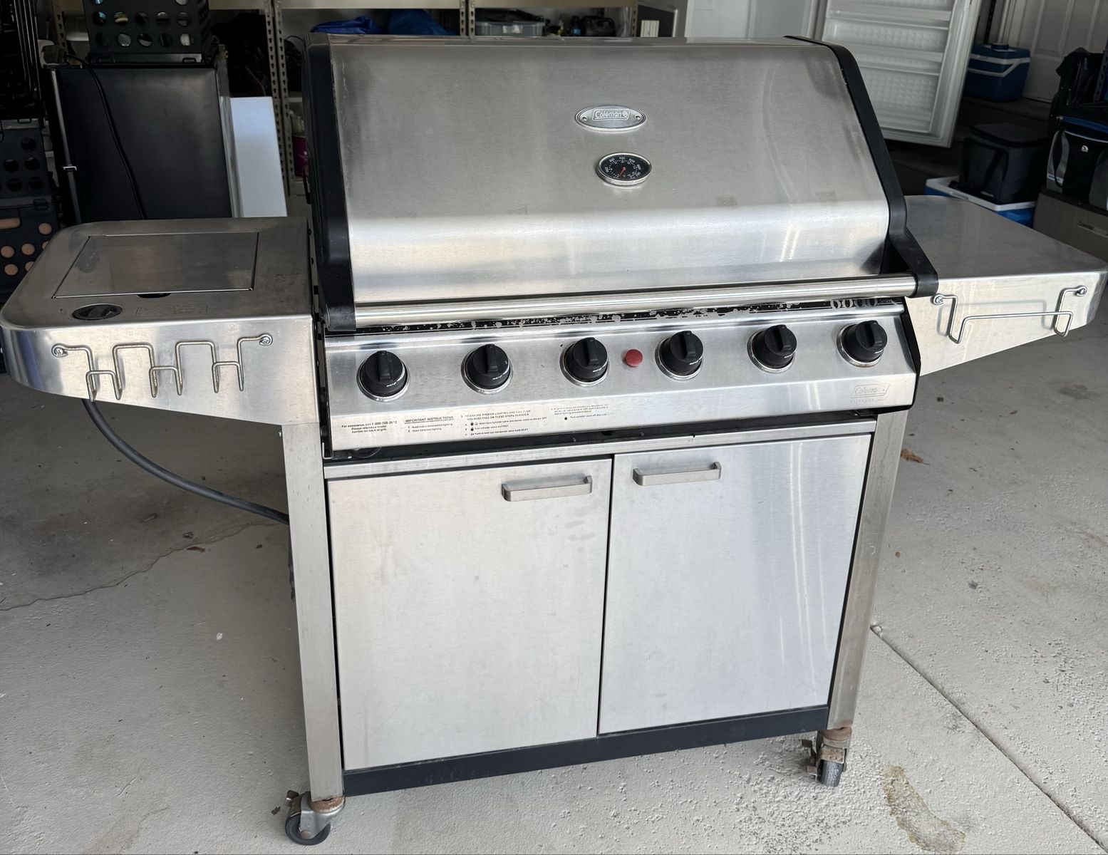 Coleman 6000 Series Stainless Steel Gas Grill - 6 Burners, Side Burner, on Wheels