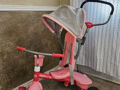Radio Flyer Pink 4-in-1 Stroll 'N Trike with Canopy & Push Handle, Adjustable