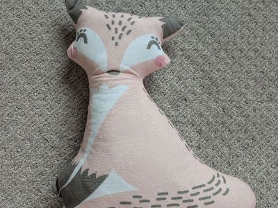Pastel Pink Fox-Shaped Decorative Pillow