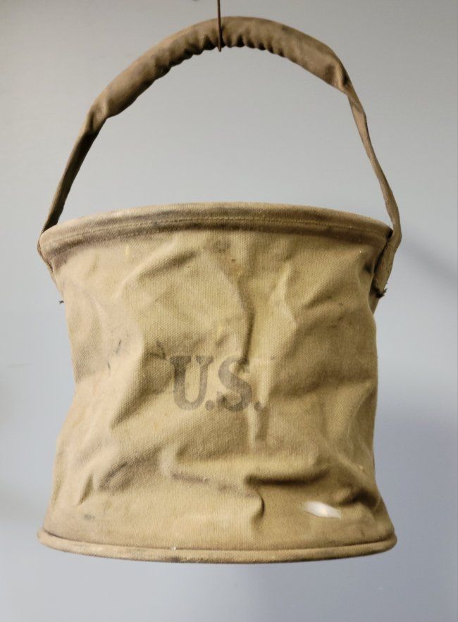 Vintage Victory Canvas Co. 1943 US Military Army Collapsible Canvas Bucket - Khaki
