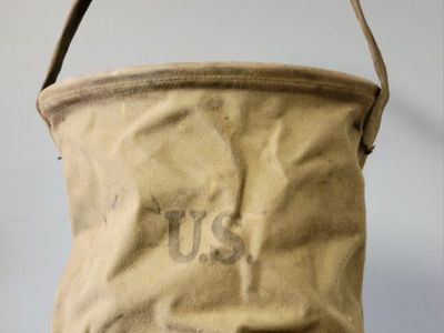 Vintage Victory Canvas Co. 1943 US Military Army Collapsible Canvas Bucket - Khaki