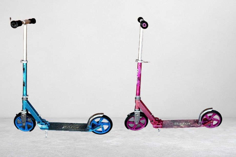Two Razor A5 Lux Large-Wheel Scooters – Blue & Pink