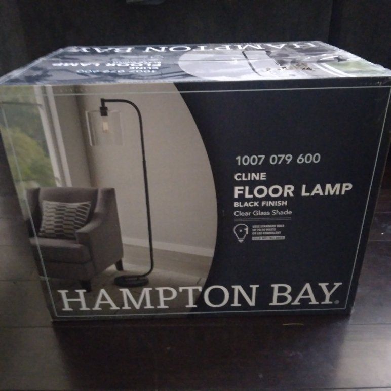 Hampton Bay Cline Floor Lamp Black Finish Clear Glass Shade