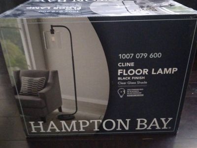 Hampton Bay Cline Floor Lamp Black Finish Clear Glass Shade