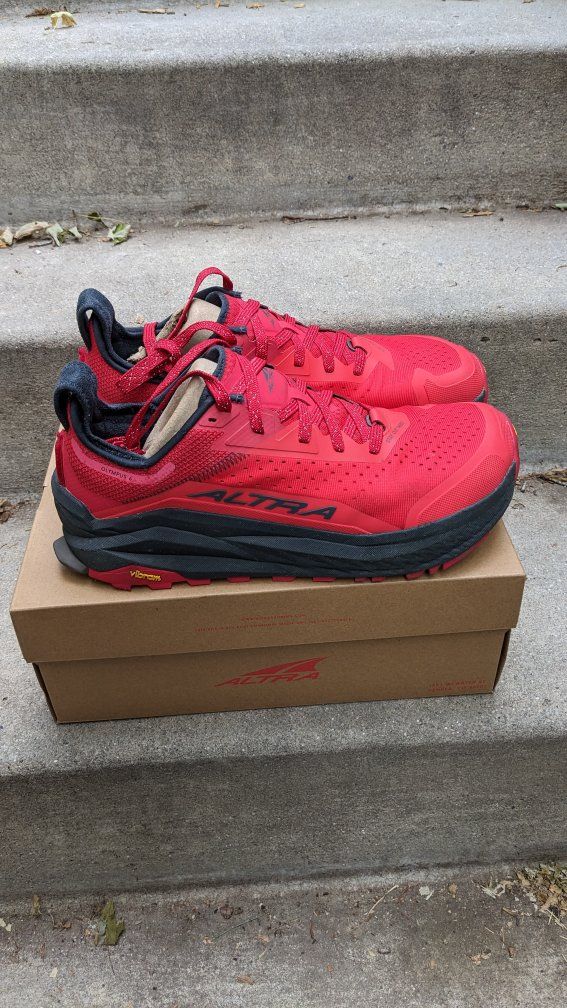 Altra Olympus 6 Trail Running Shoes Men's Size 12 - Red/Black with Vibram Soles
