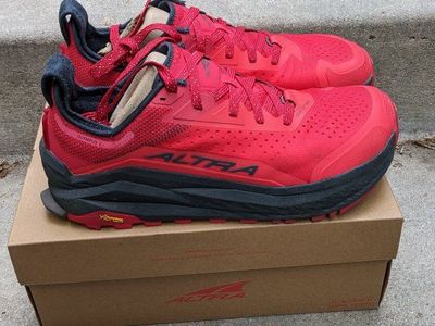 Altra Olympus 6 Trail Running Shoes Men's Size 12 - Red/Black with Vibram Soles