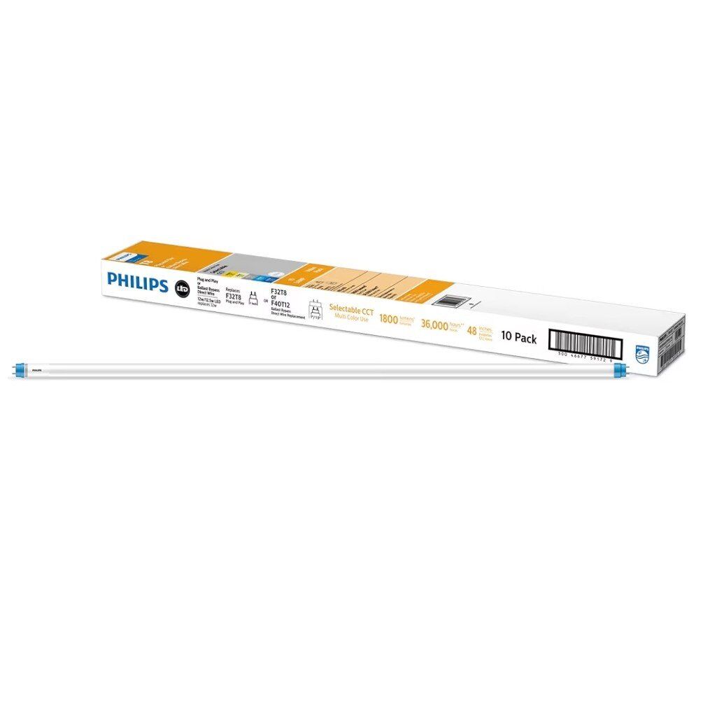 Philips Ballast Bypass LED T8 Tube Light Bulb 10pk