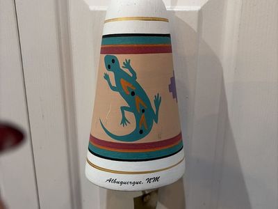 Southwestern-Style Ceramic Wind Chime with Snake and Sun Motifs - White/Peach