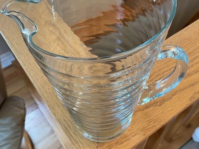 New -Blown Glass Pitcher, Ripple Pattern