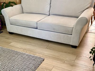 Pottery Barn PB Basic Loveseat Couch in Light Beige Microfiber