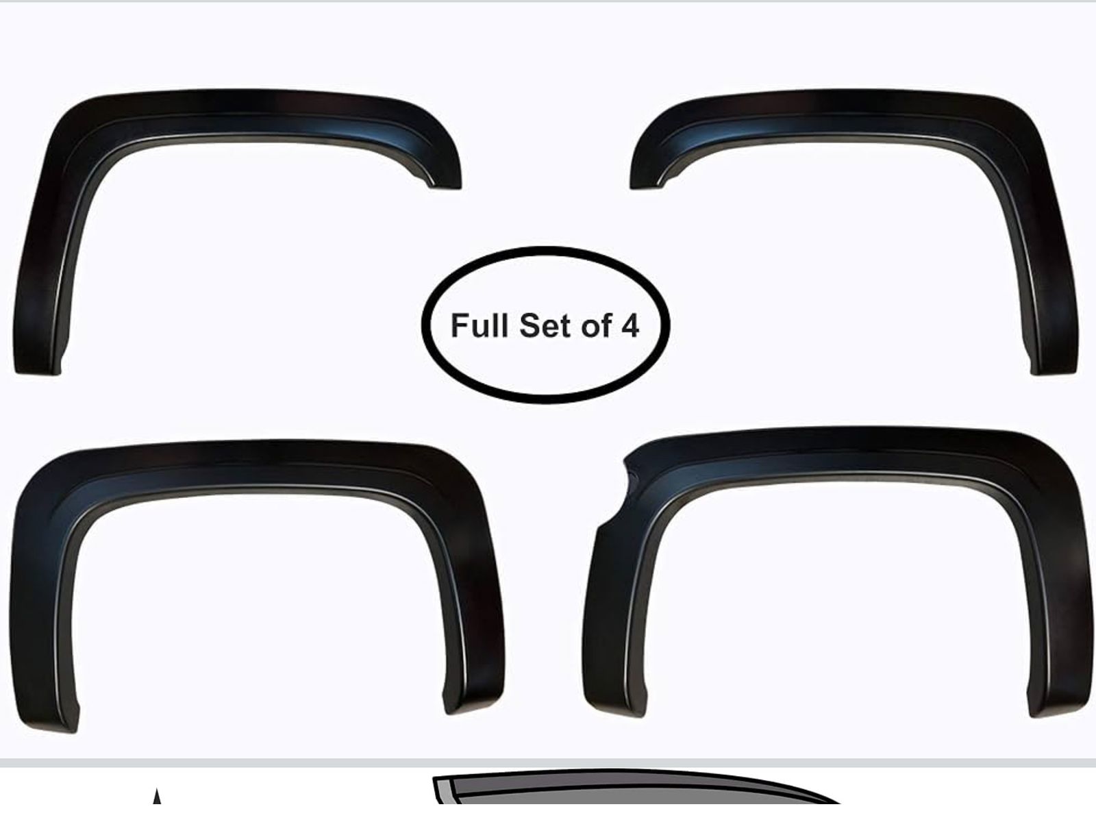 New Fender Set of 4 plus hardware Flares for Silverado 1500 / 2500HD / 3500HD ..2007-2013 short bed 