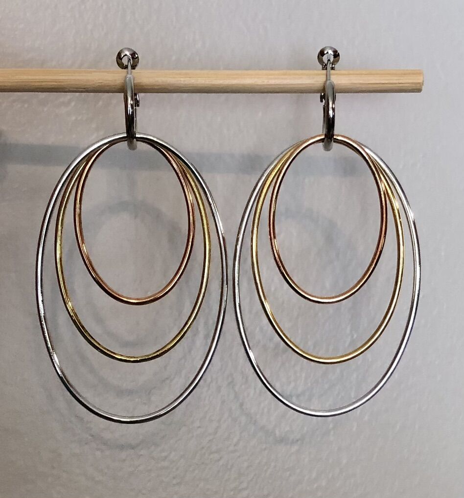 Removable And Arrangeable Tri-color Hoop Earrings