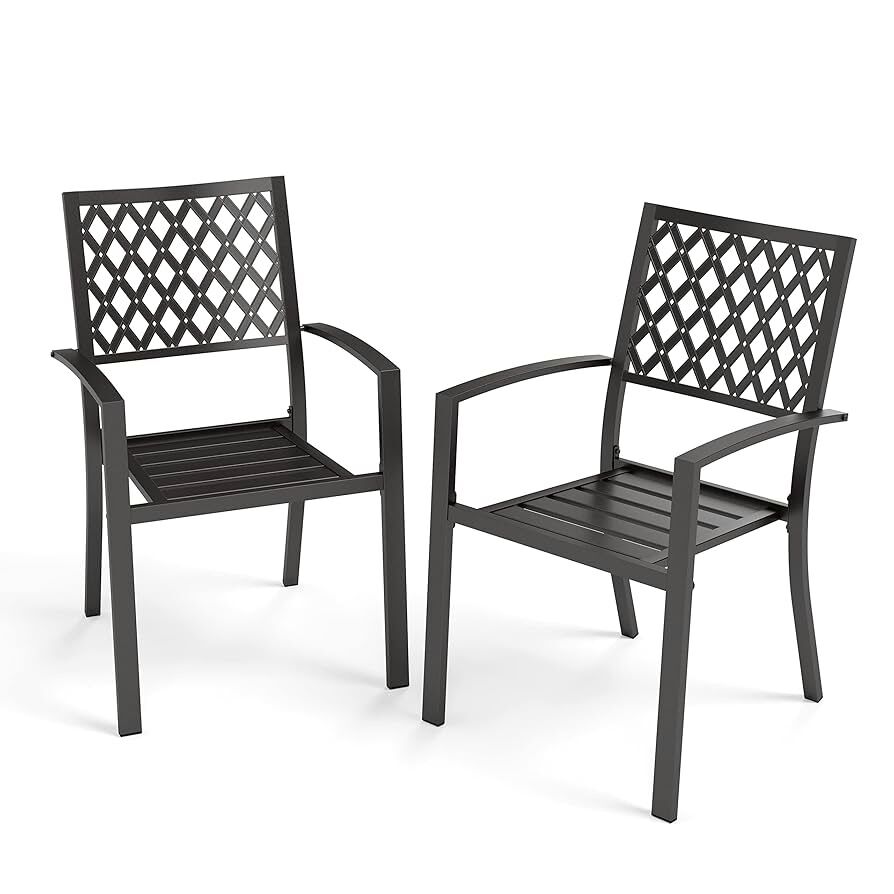 Set of 2 Outdoor Metal Dining Chairs