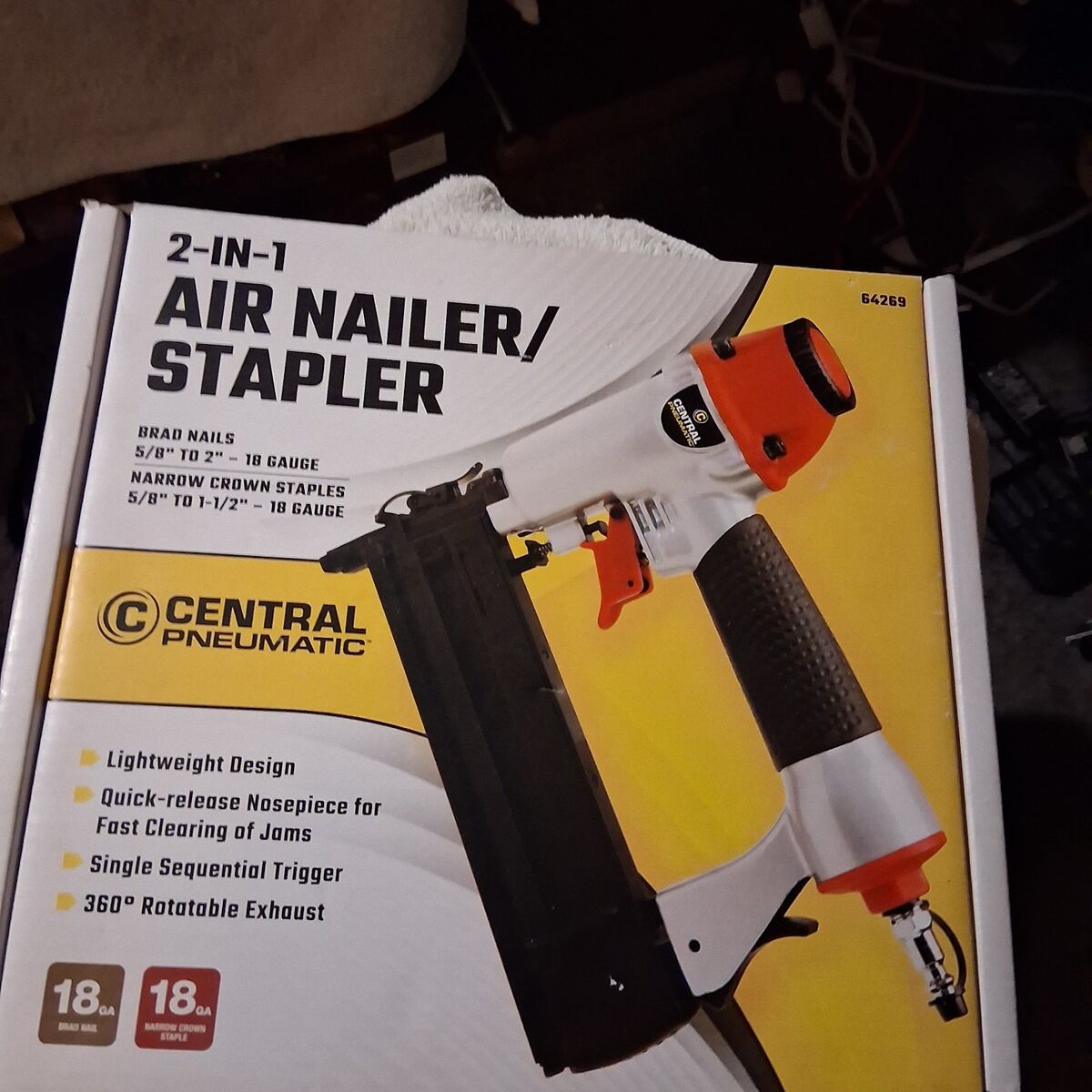 Central Pneumatic 18 Gauge 2-in-1 Air Nailer/Stapl