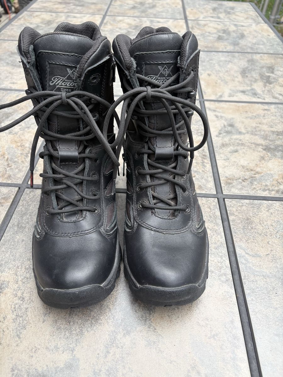 Thorogood Black Tactical Side-Zip Boots MENS SIZE 7,  Women’s size 9