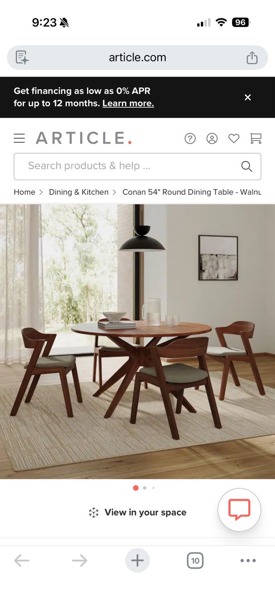 Article walnut table 55”