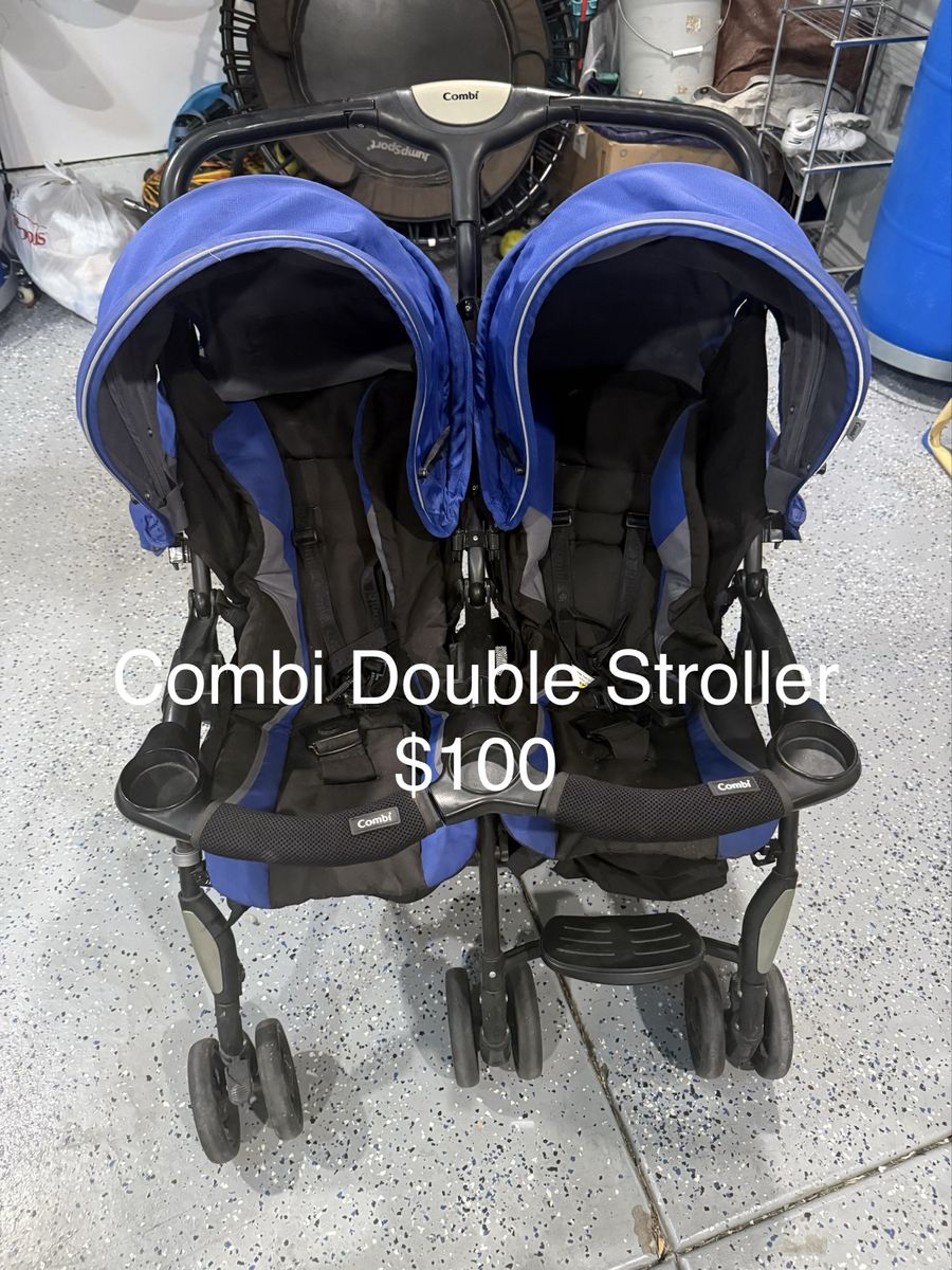 Combi Twin Sport Side-by-Side Double Stroller - Blue/Black