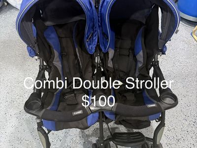 Combi Twin Sport Side-by-Side Double Stroller - Blue/Black