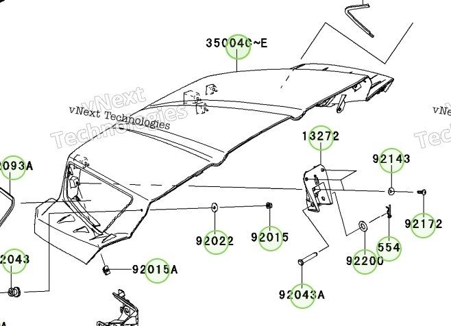 BRAND NEW RED Kawasaki front hood TERXY 750
