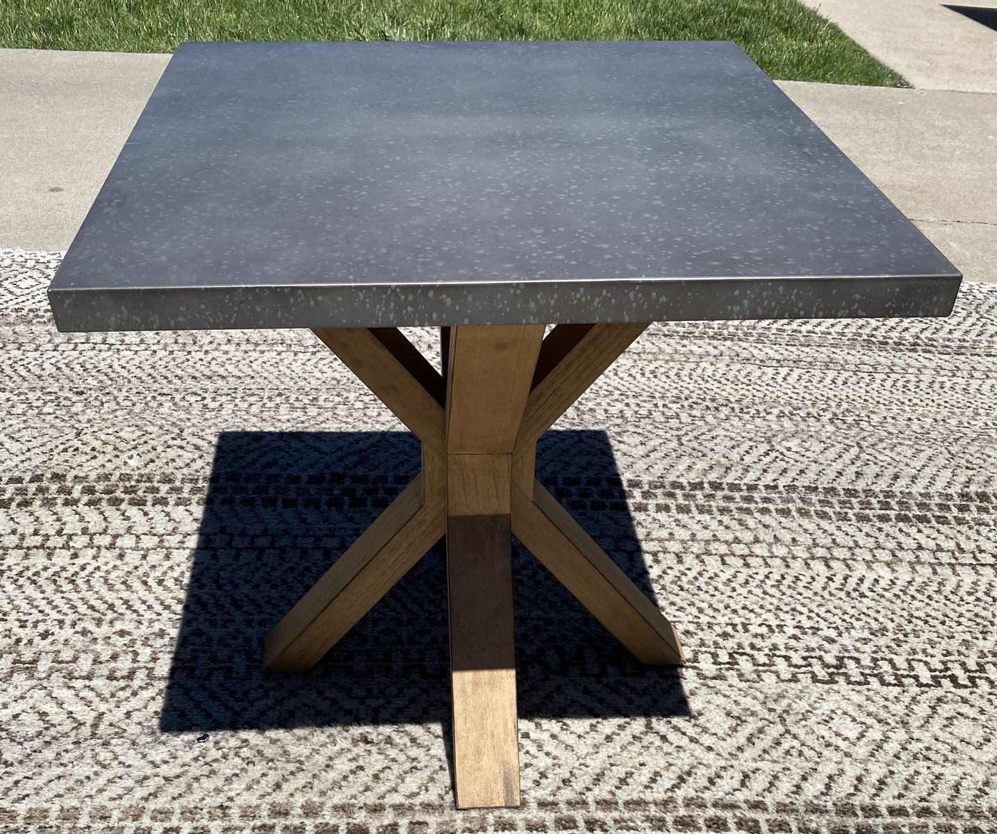 Calmart Industrial Style Square Table Wood Base Zinc Top Modern Rustic