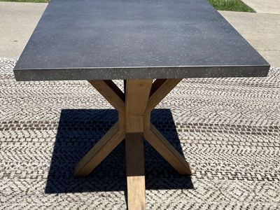 Calmart Industrial Style Square Table Wood Base Zinc Top Modern Rustic