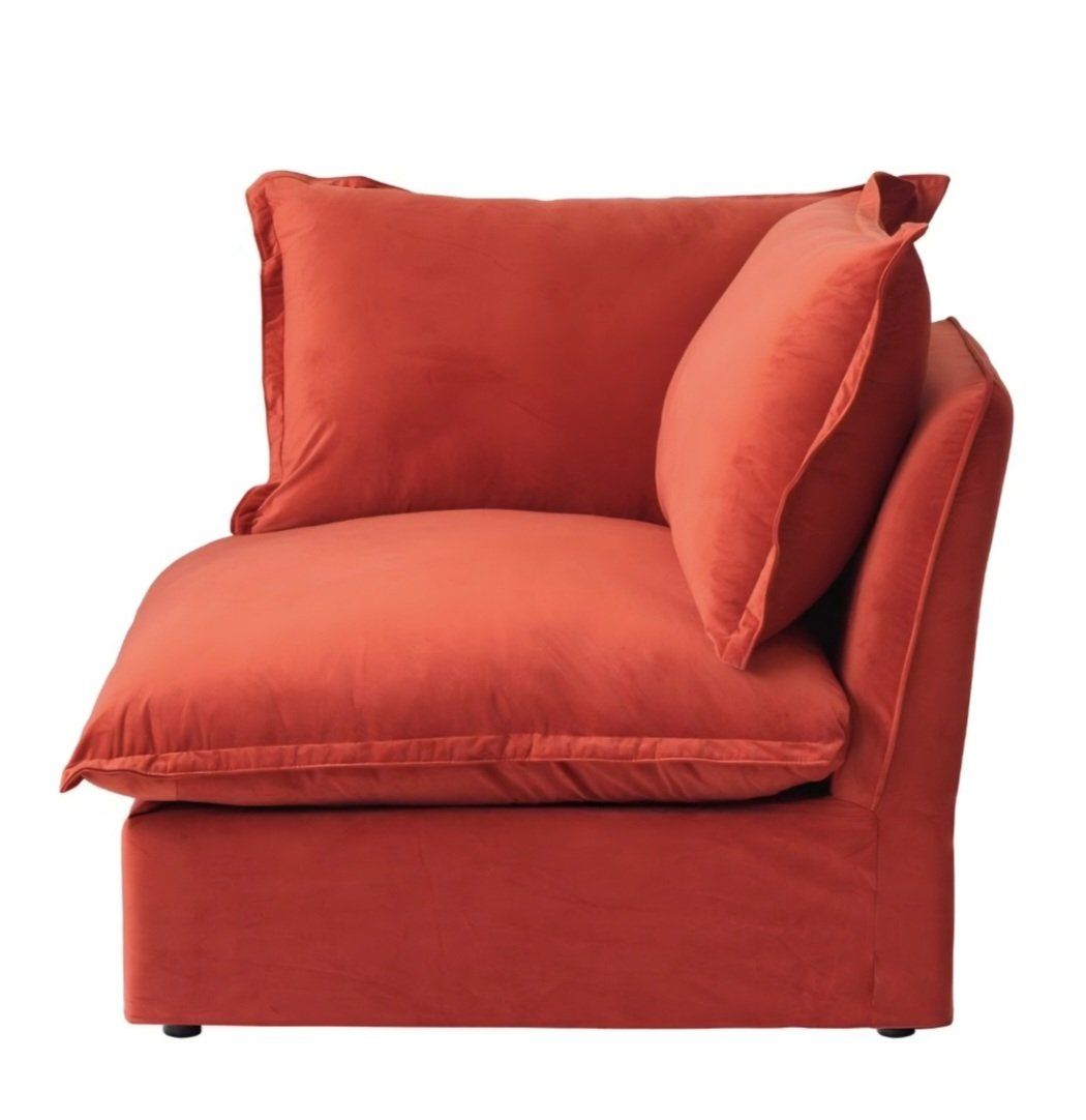 Red Velvet Oversized Deep Seat Corner Chair